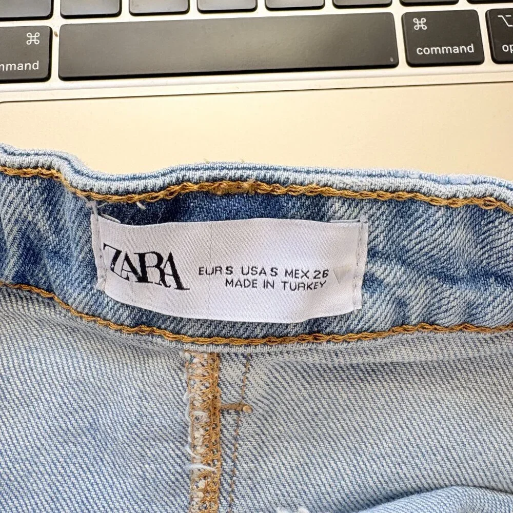 Zara Denim Strapless Mini Dress Washed Blue Size Small Bloggers Fav - Picture 7 of 8